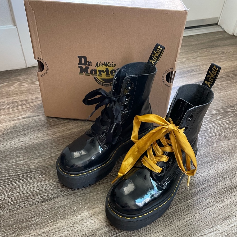 Dr. Martens Molly Platform Patent Leather Boots